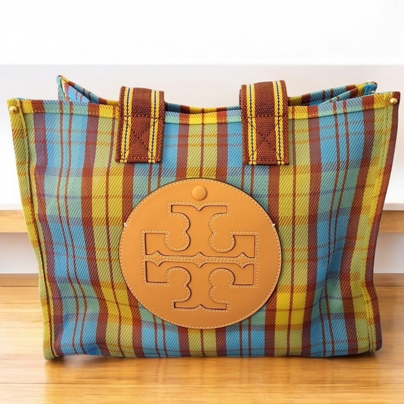 Tory Burch Ella Plaid Market Tote – NWT - Picture 3 of 14